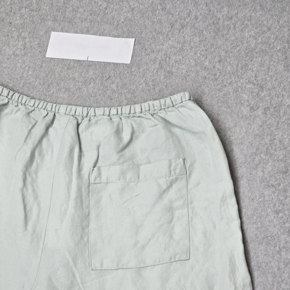 Calvin Klein Women Shorts X-LARGE Light Green Linen Coastal Beach 4